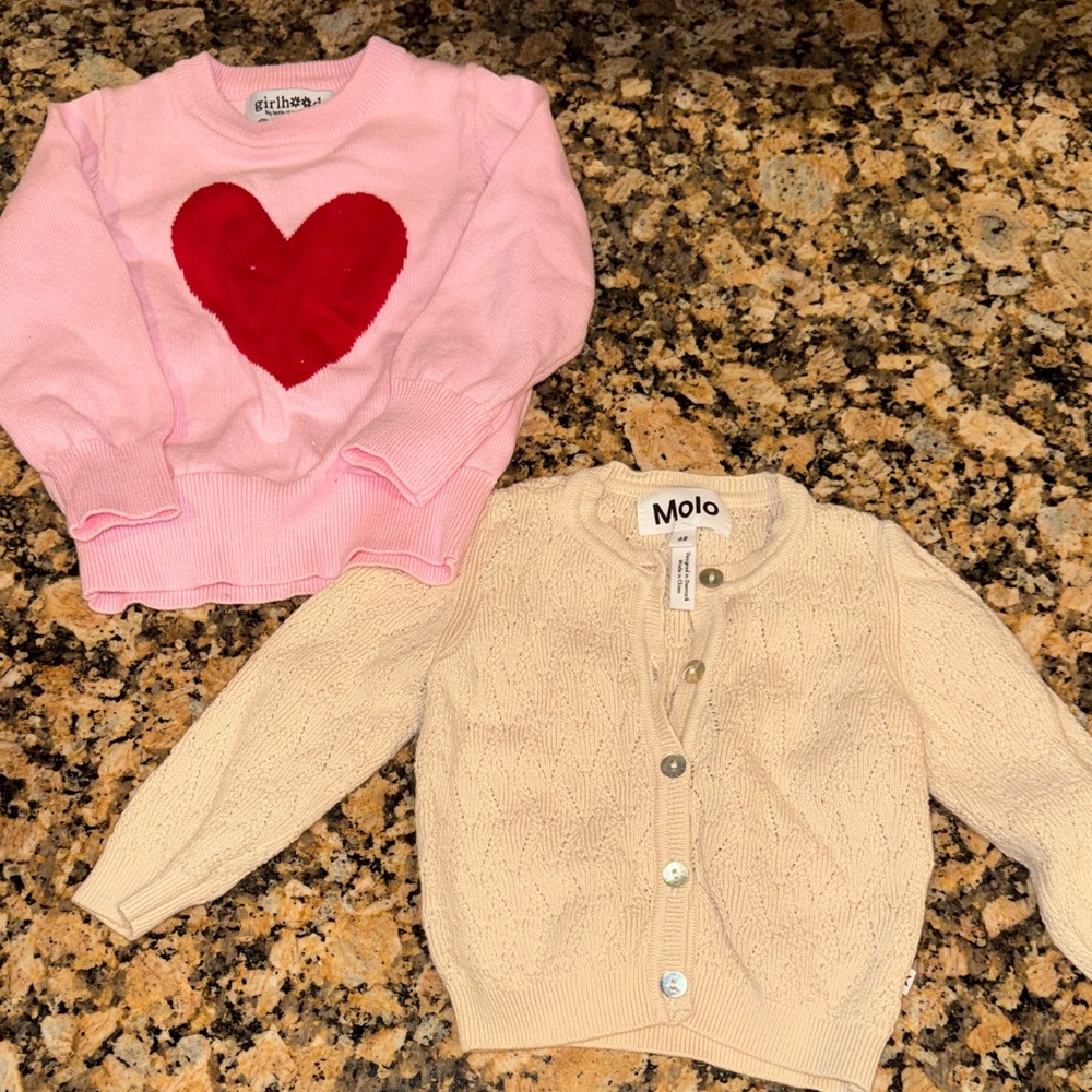 Baby girl sweater bundle- hearts- Valentine’s Day- Molo